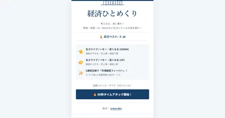 経済ひとめくりのタイトル画面